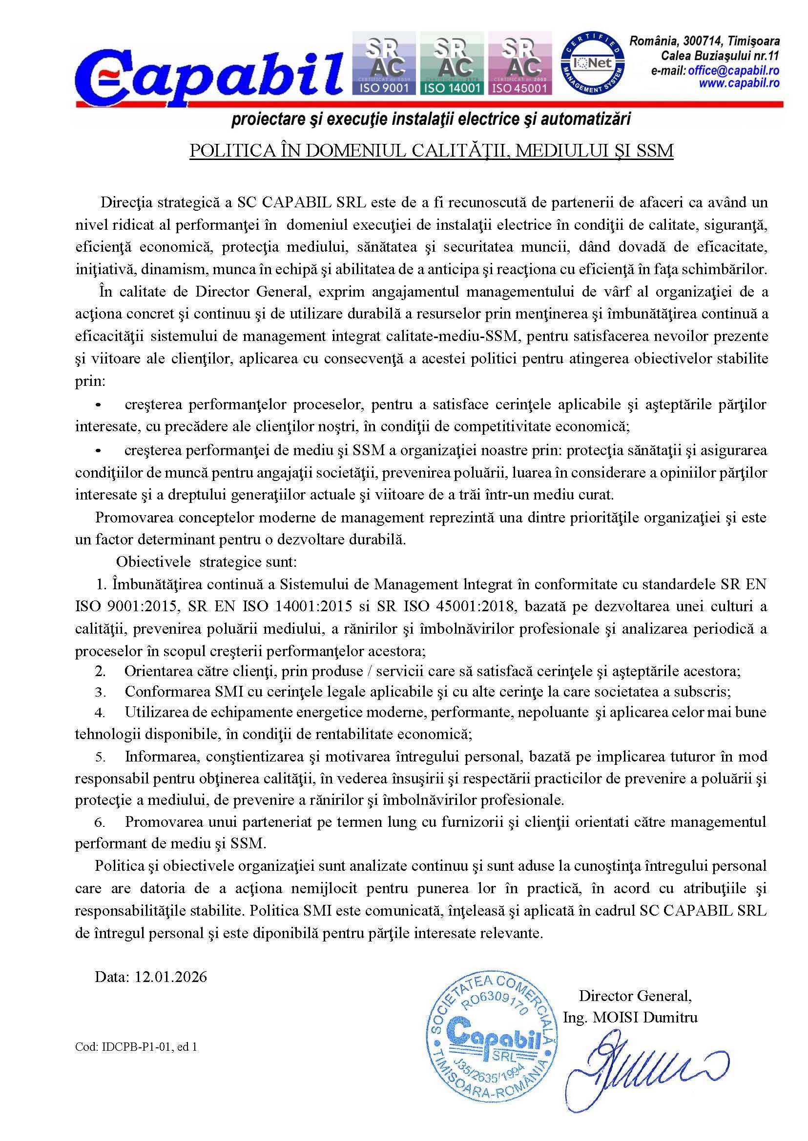 Politica Calitate